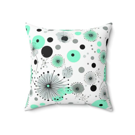 Vintage Teal Polka Dot Spun Polyester Square Pillow