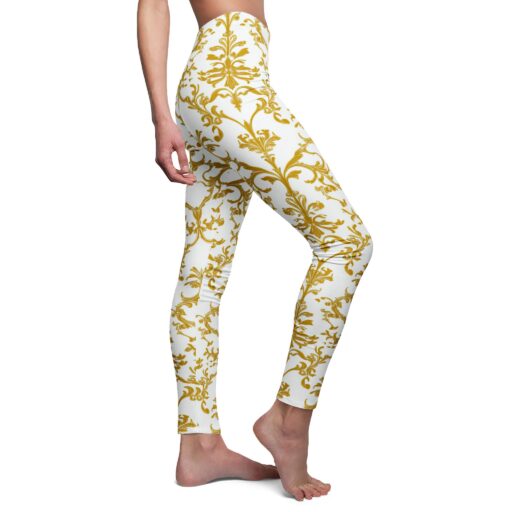 Elegant Gold Floral Women's Casual Leggings