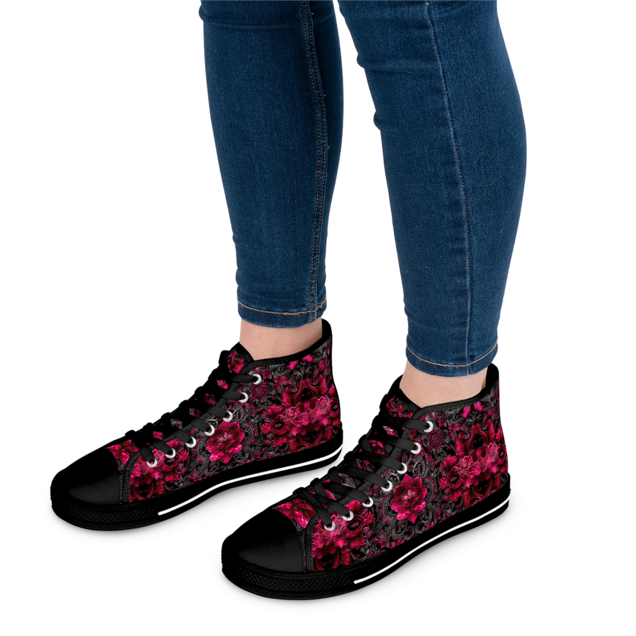Ruby Rose Floral High Top Sneakers for Women - Stylish Floral Print Casual Footwear