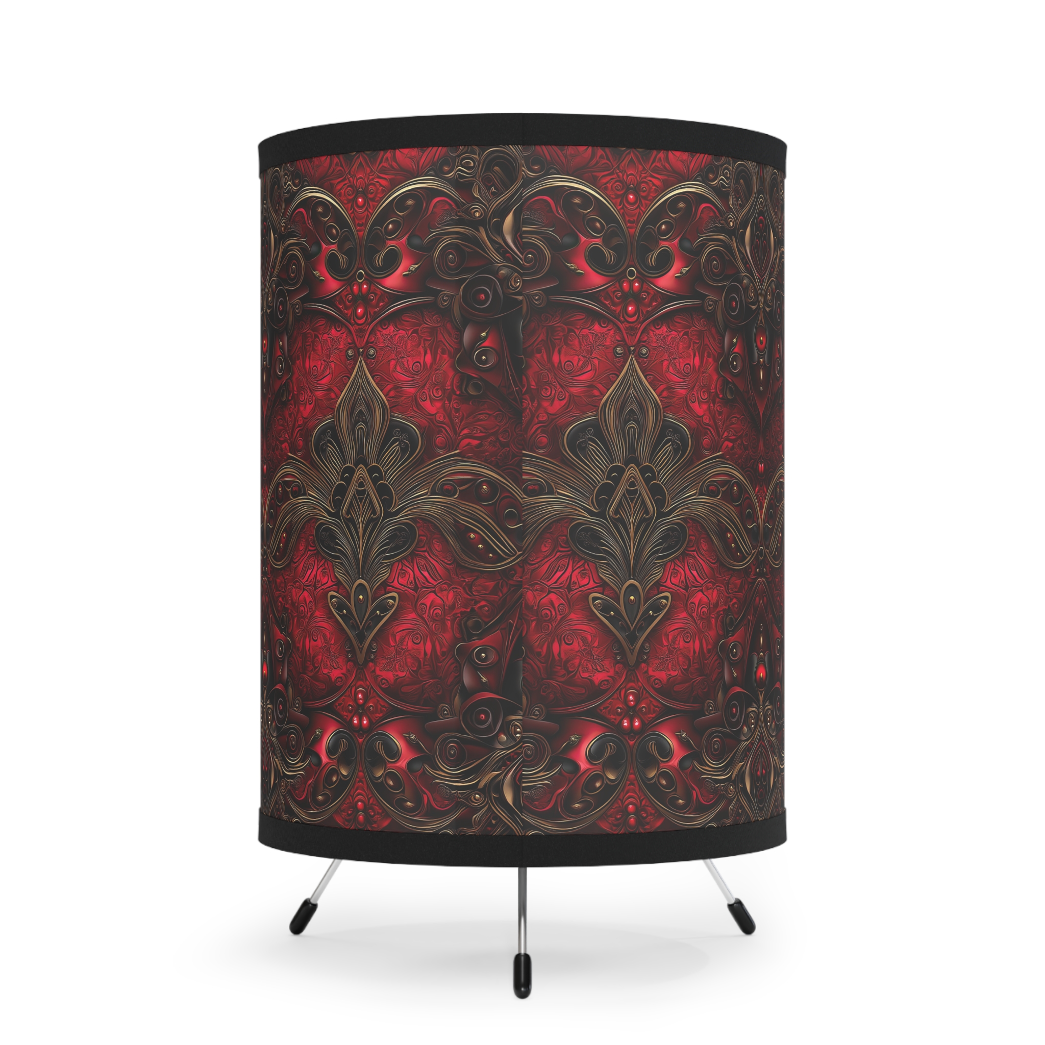 Elegant Tripod Lamp with High-Res Noble Ruby Shade - Image 4