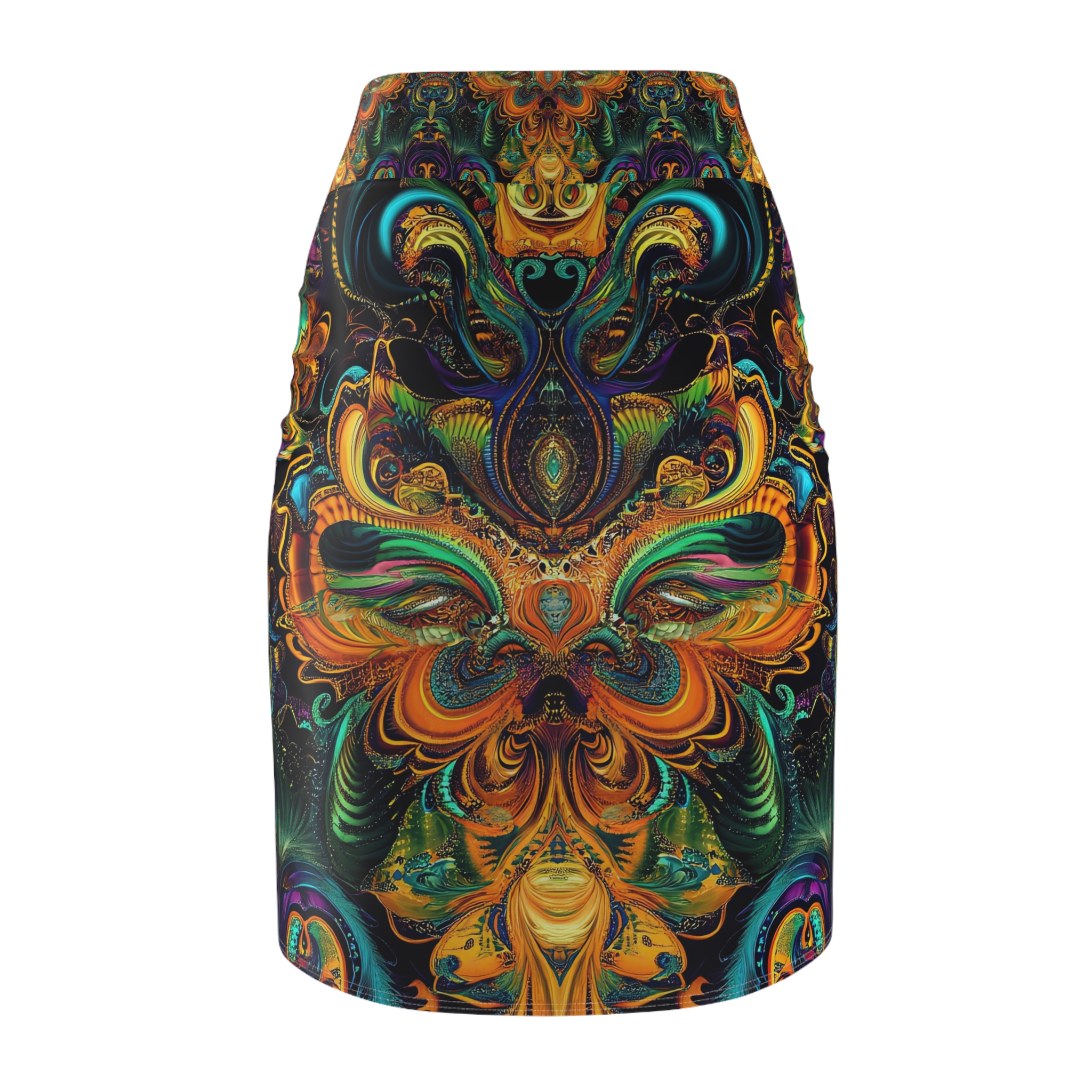 Vibrant Women Pencil Skirt - Colorful Bohemian Print for Casual and Party Wear - Image 3
