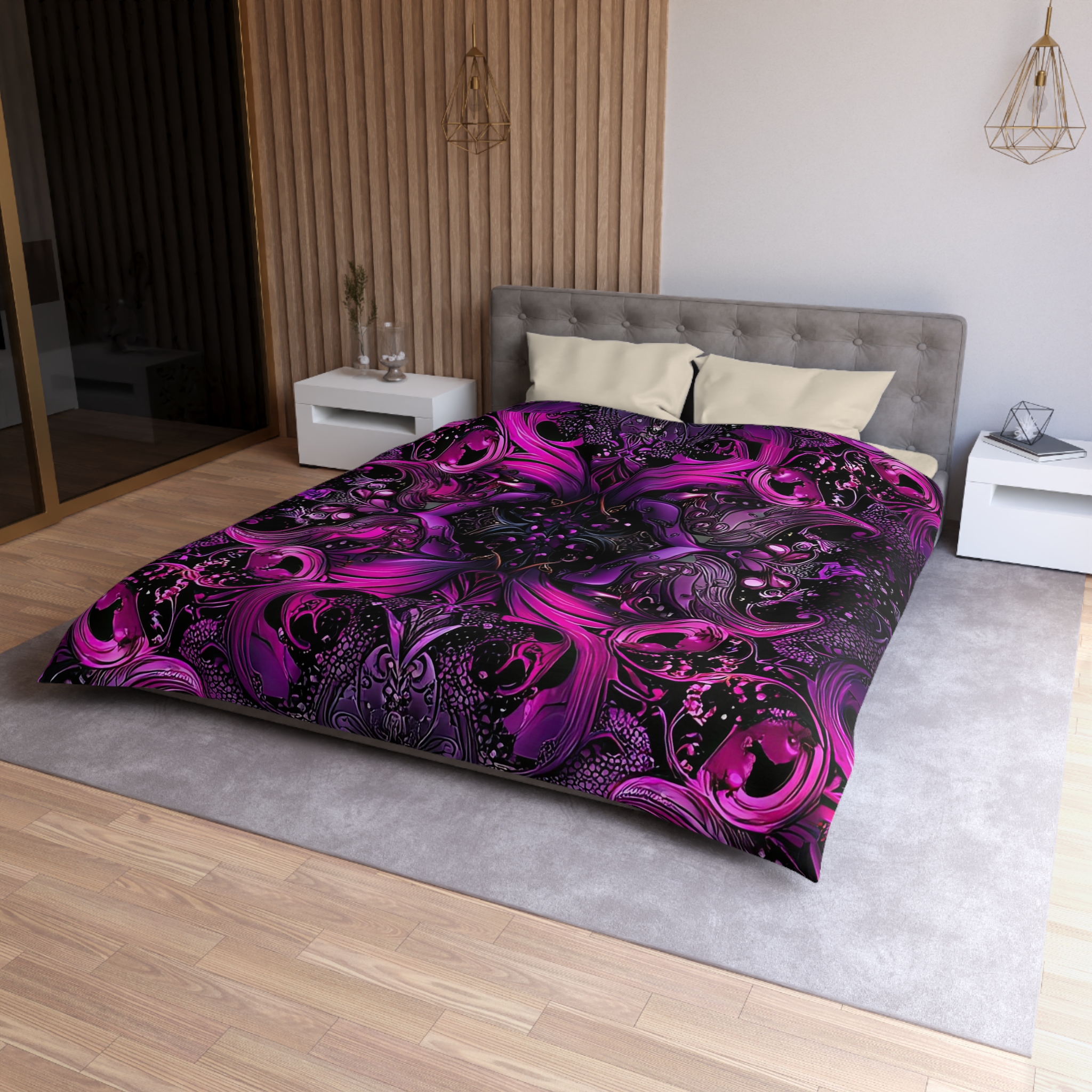 Vibrant Purple Swirl Microfiber Duvet Cover - Luxurious Bedding for a Cozy Home - Image 9