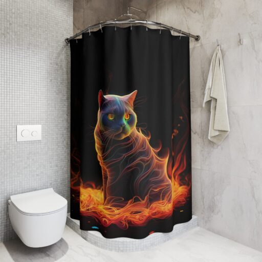 Vibrant Cat Art Shower Curtain - Colorful & Artistic Bathroom Decor