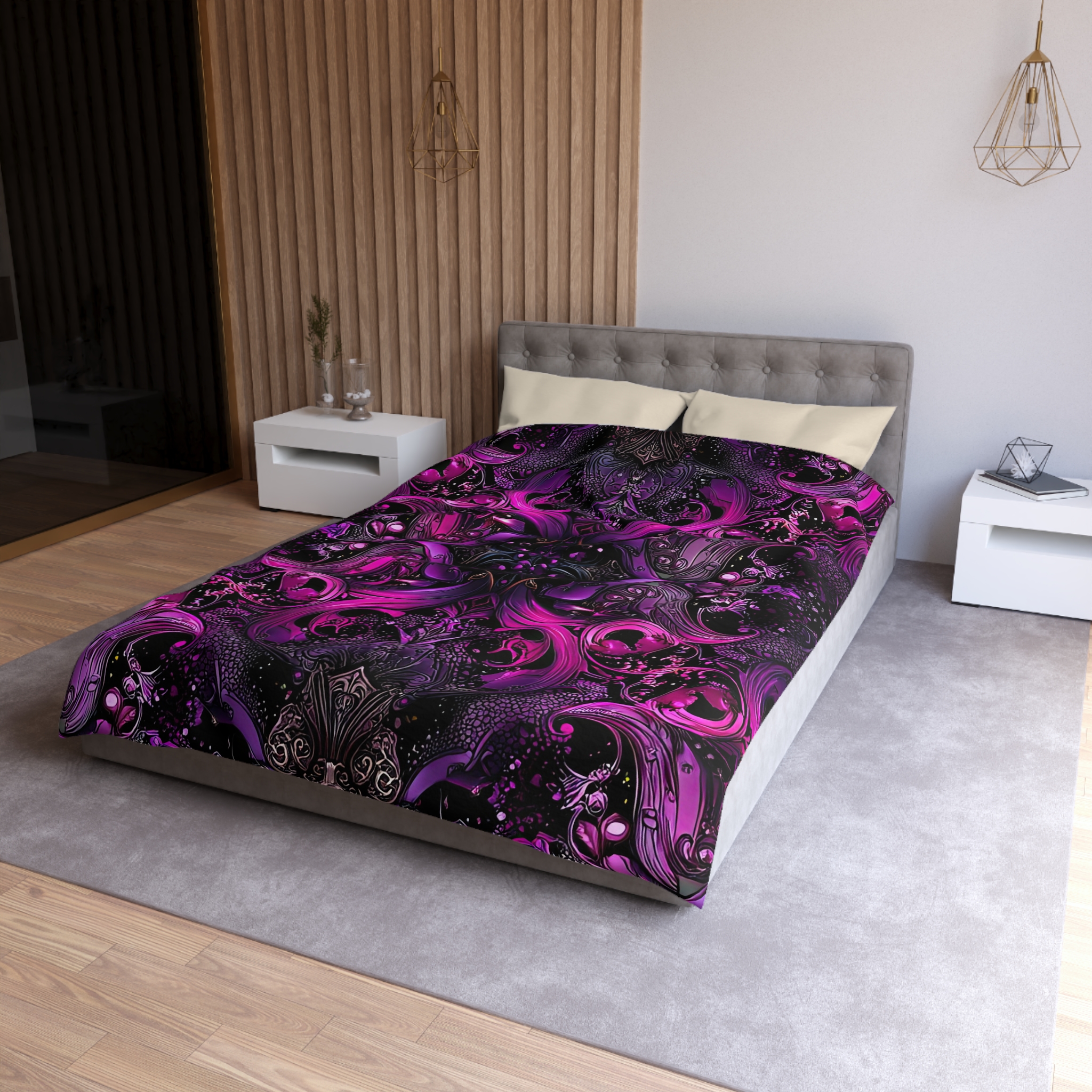 Vibrant Purple Swirl Microfiber Duvet Cover - Luxurious Bedding for a Cozy Home - Image 12