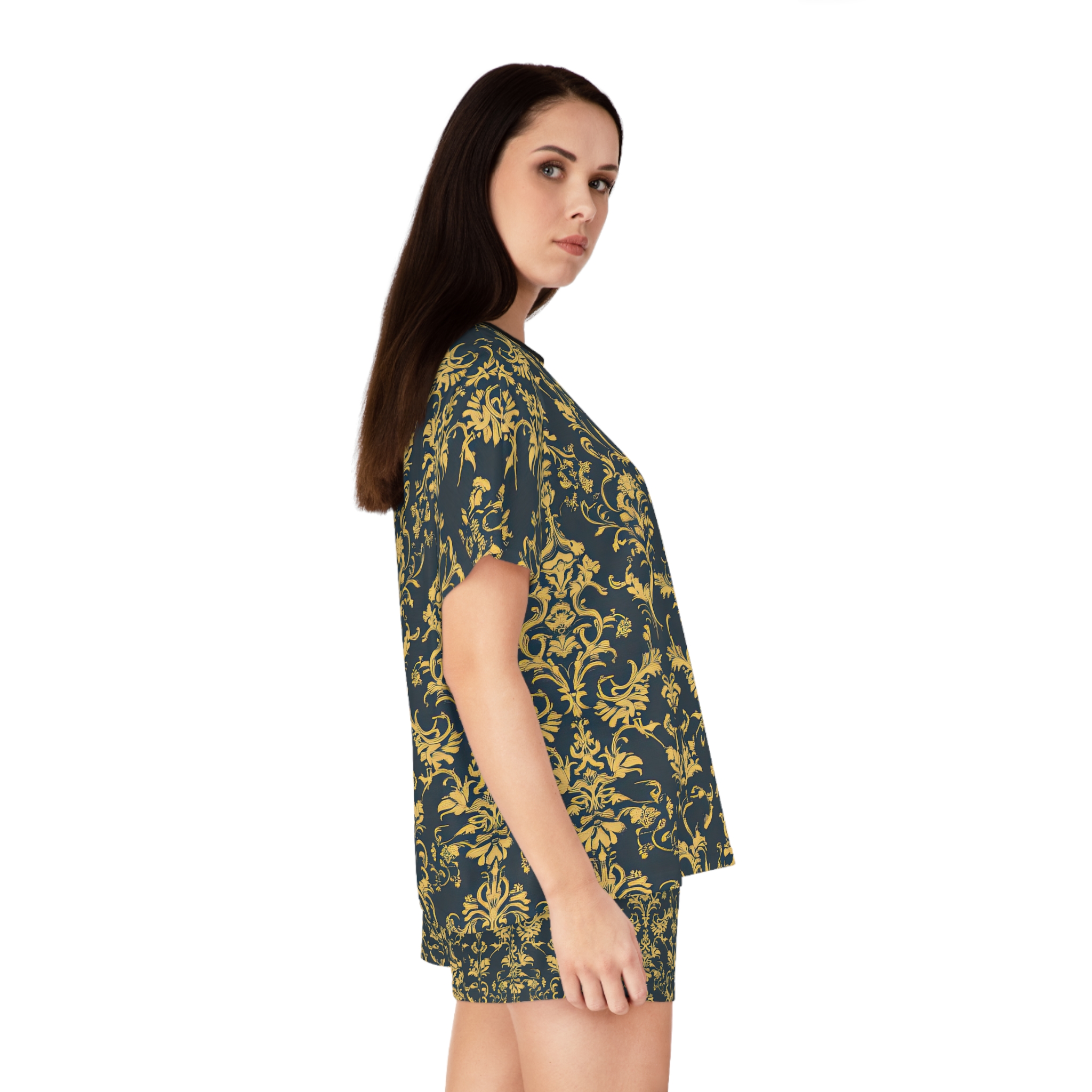 Elegant Women’s Short Pajama Set - Luxurious Floral Print for Cozy Nights - Image 5