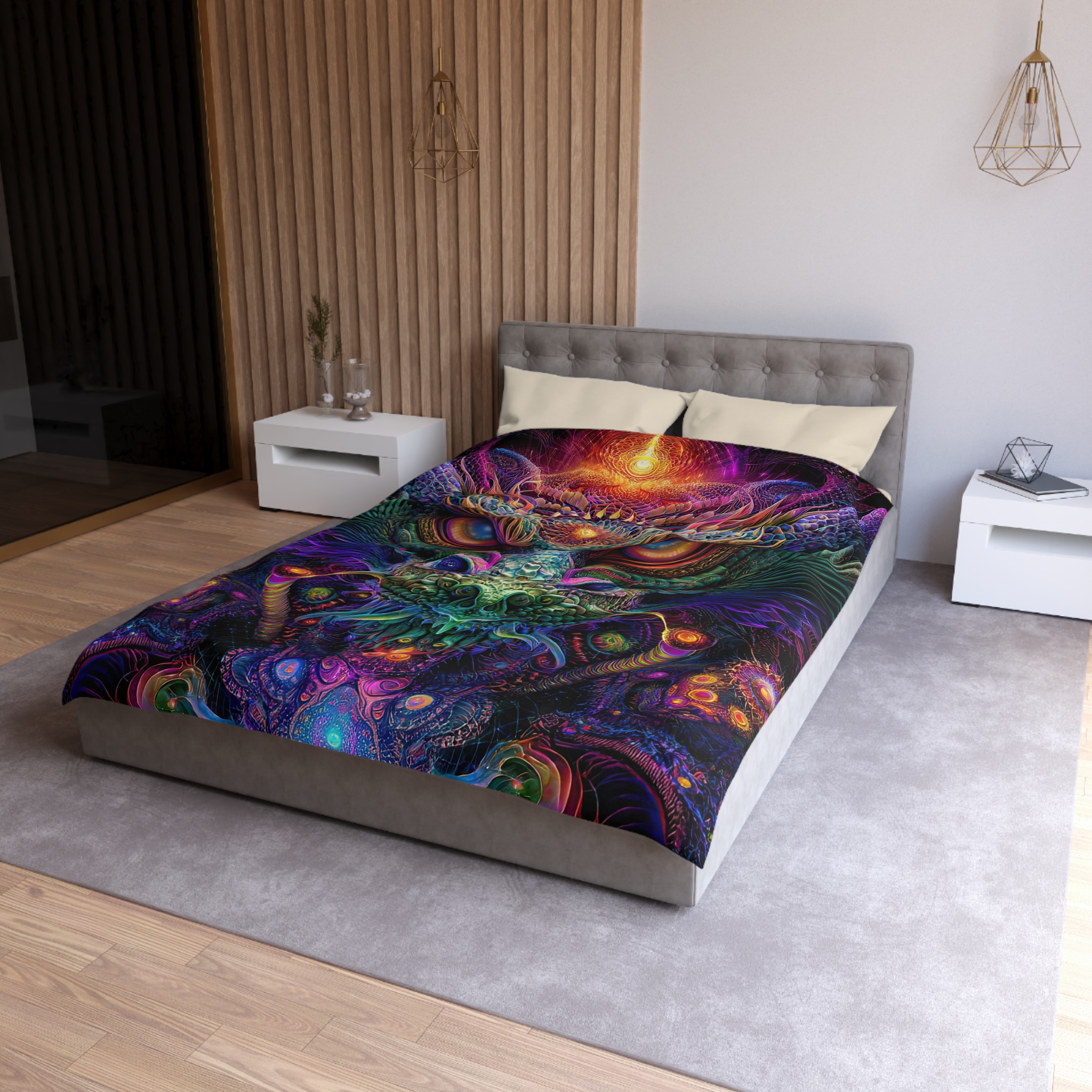 Psychedelic Dragon Microfiber Duvet Cover - Vibrant Fantasy Bedding for Bohemian Decor - Image 6
