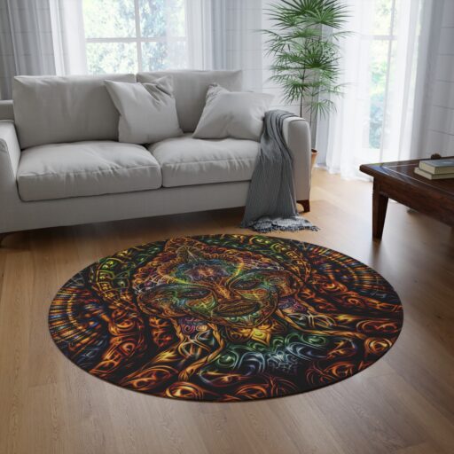 Psychedelic Mandala Round Rug - Vibrant Bohemian Home Decor for Meditation & Living Spaces