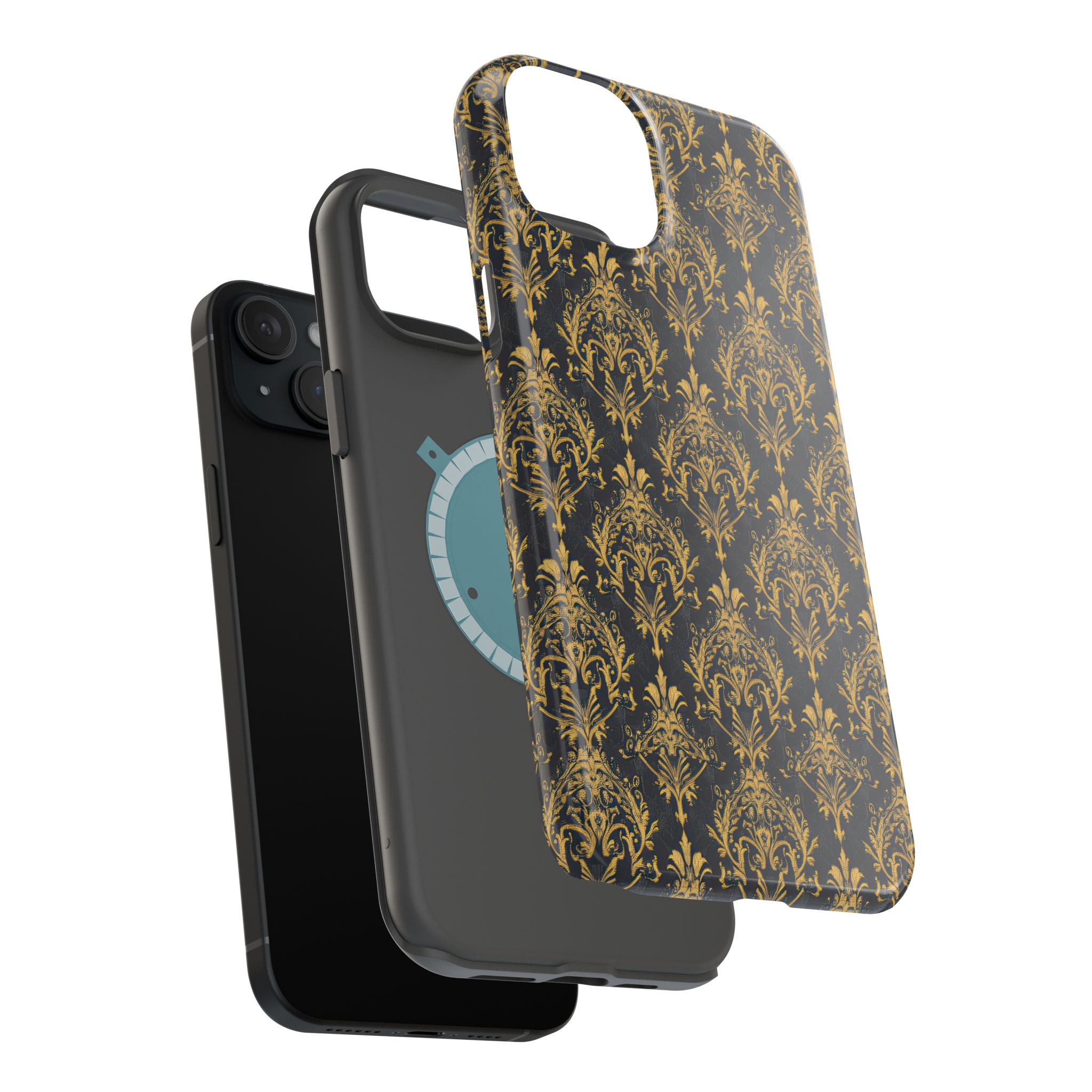 Elegant Gold Floral Magnetic Tough Case - Stylish Protection for Your Phone - Image 88