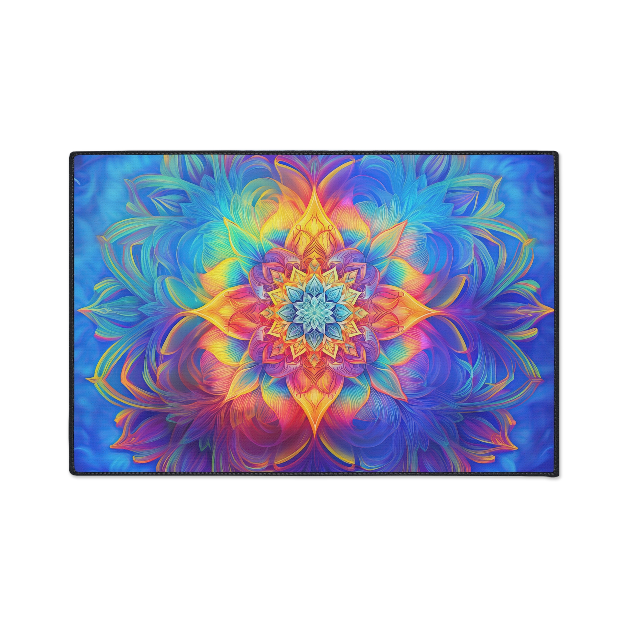Floor Mat - Psychedelic Kaleidoscope Fractal Rainbow Design - Image 7