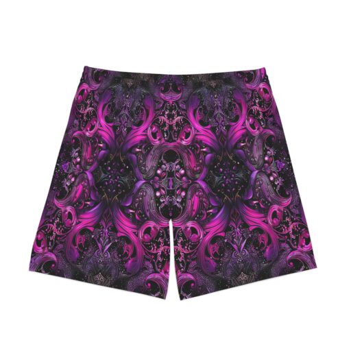 Vibrant Purple Floral Men's Elastic Beach Shorts - Perfect for Summer Adventures