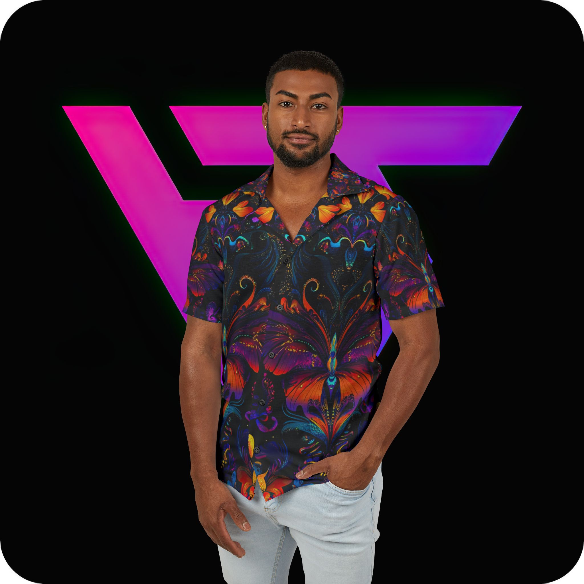 Vibrant Floral Men's Hawaiian Camp Shirt - Perfect for Summer Celebrations - Image 4