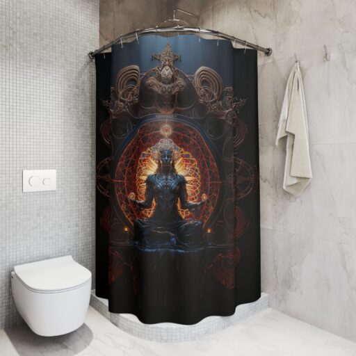 Meditative Buddha Shower Curtain - Zen Bathroom Decor