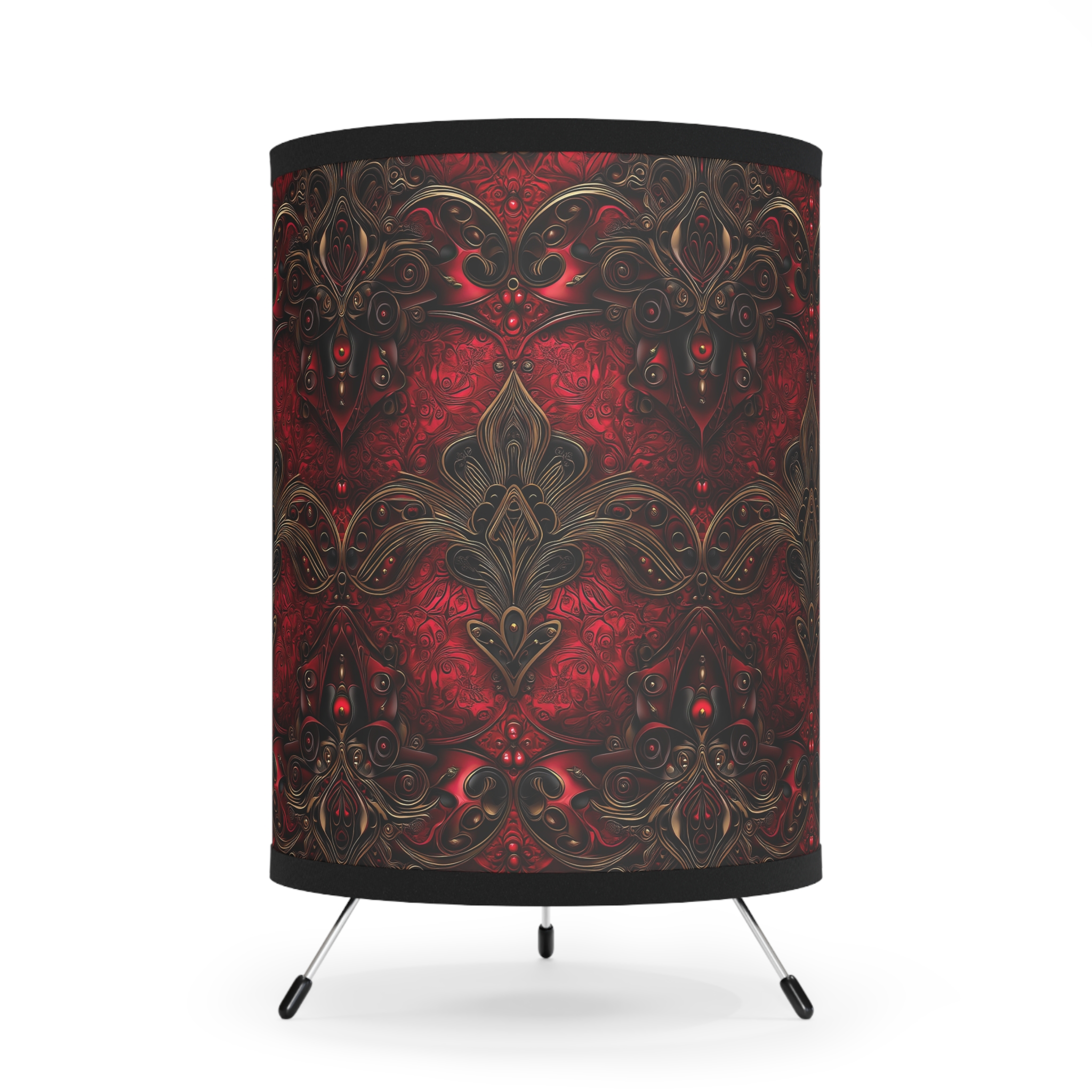 Elegant Tripod Lamp with High-Res Noble Ruby Shade - Image 2