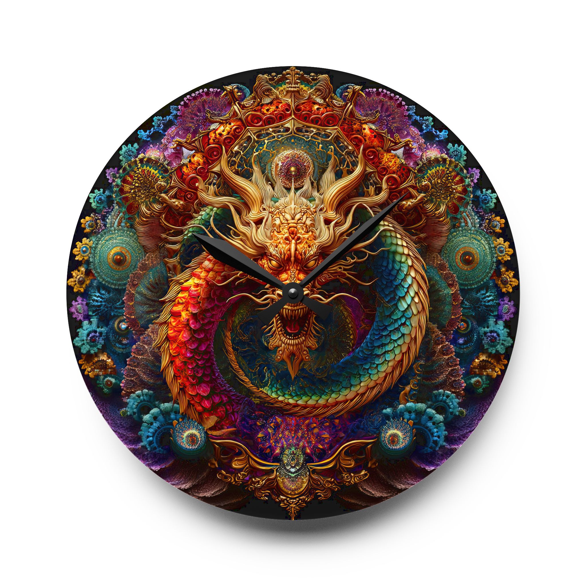 Dragon Fantasy Acrylic Wall Clock - Colorful Home Decor for Art Lovers