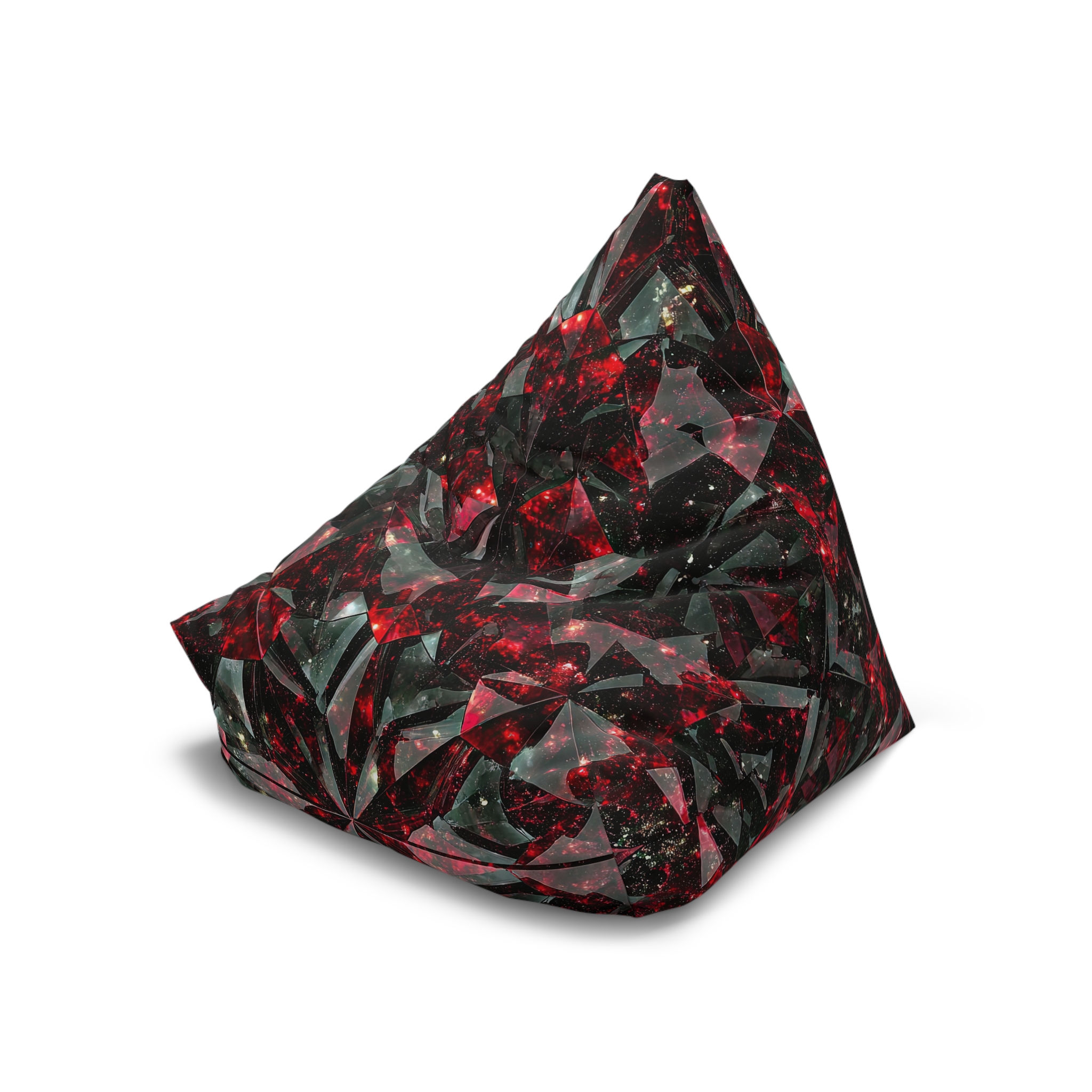 Black and Red Diamond Glass Galaxy-Inspired Bean Bag Chair Cover for Cozy Spaces - Image 5