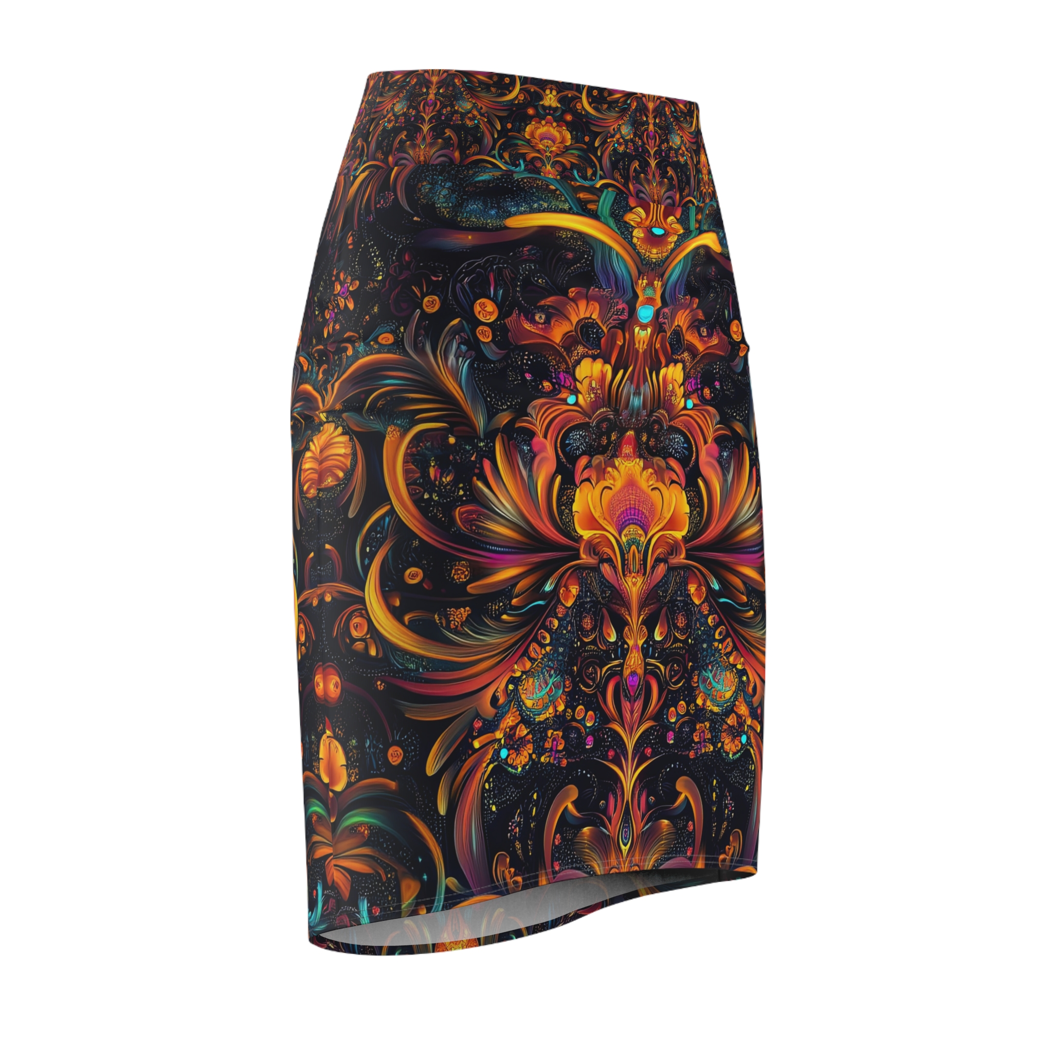 Vibrant Floral Women's Pencil Skirt - Colorful Couture for Every Occasion - Image 4
