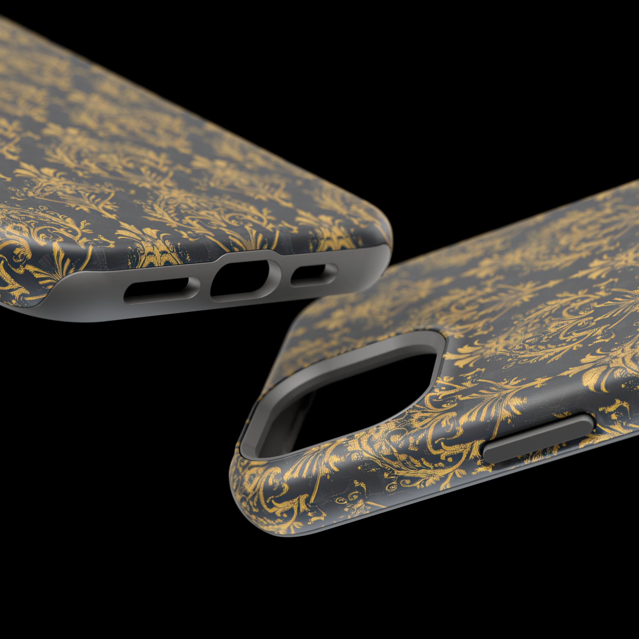 Elegant Gold Floral Magnetic Tough Case - Stylish Protection for Your Phone - Image 91