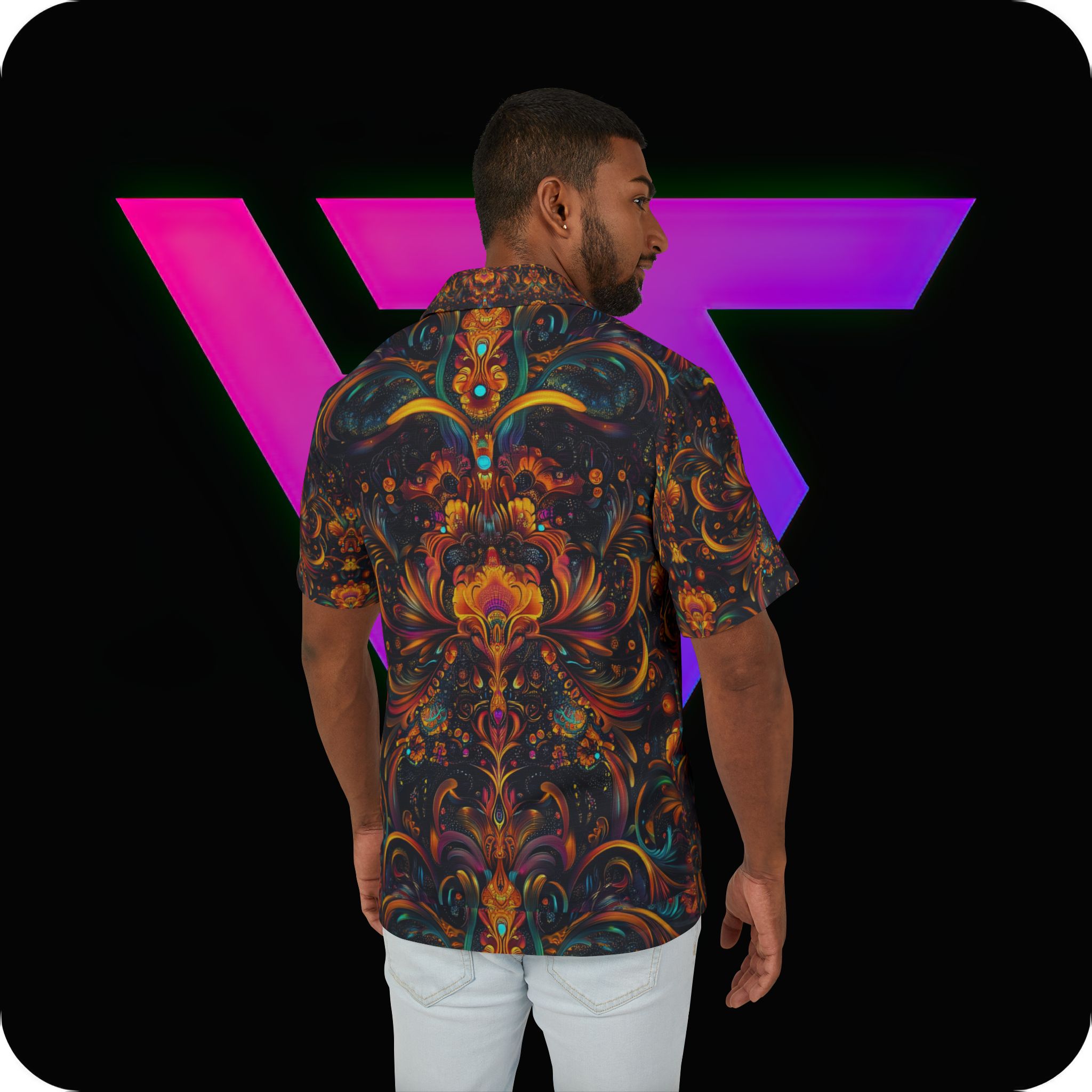Vibrant Floral Men's Hawaiian Camp Shirt for Summer Fun
