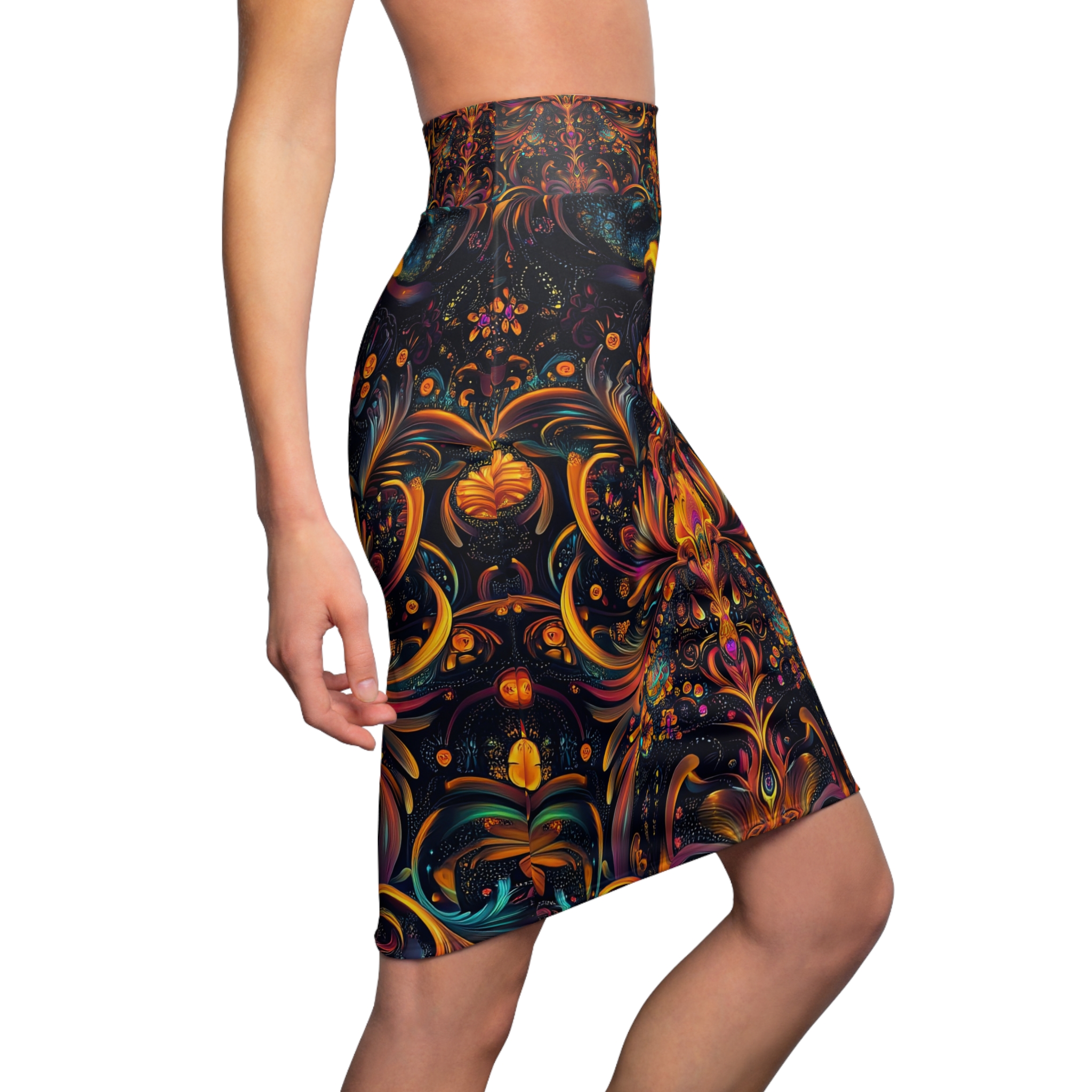 Vibrant Floral Women's Pencil Skirt - Colorful Couture for Every Occasion - Image 7