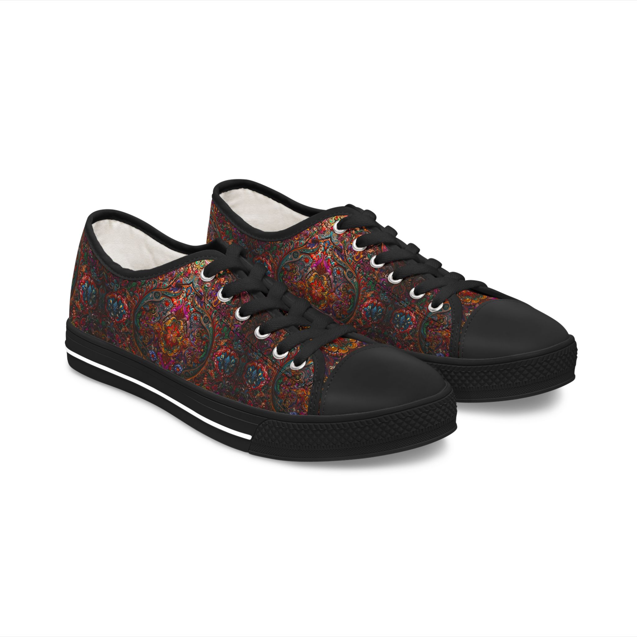 Bohemian Pattern Womens Low Top Sneakers - Stylish & Comfortable Footwear - Image 2