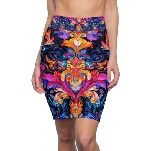 Vibrant Floral Women's Pencil Skirt - Colorful, Stylish Fit for Any Occasion