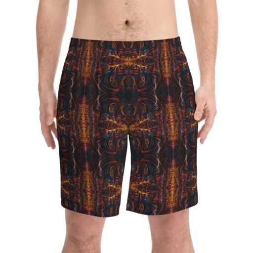 Men's Elastic Beach Shorts - Vibrant Geometric Pattern for Summer Fun