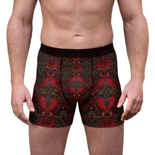 Stylish Men's Boxer Briefs with Elegant Red Pattern
