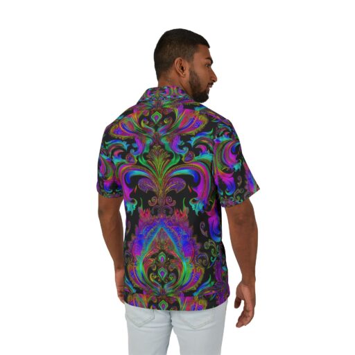 Vibrant Men's Hawaiian Shirt - Psychedelic Retro Paisley Patterned Beachwear
