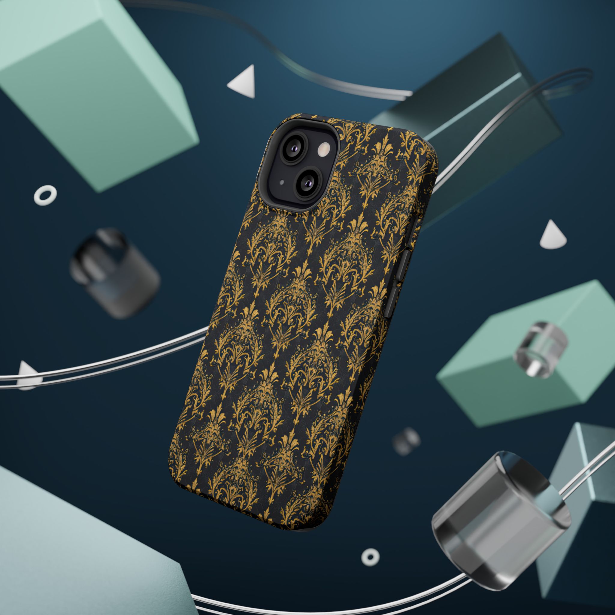 Elegant Gold Floral Magnetic Tough Case - Stylish Protection for Your Phone - Image 43