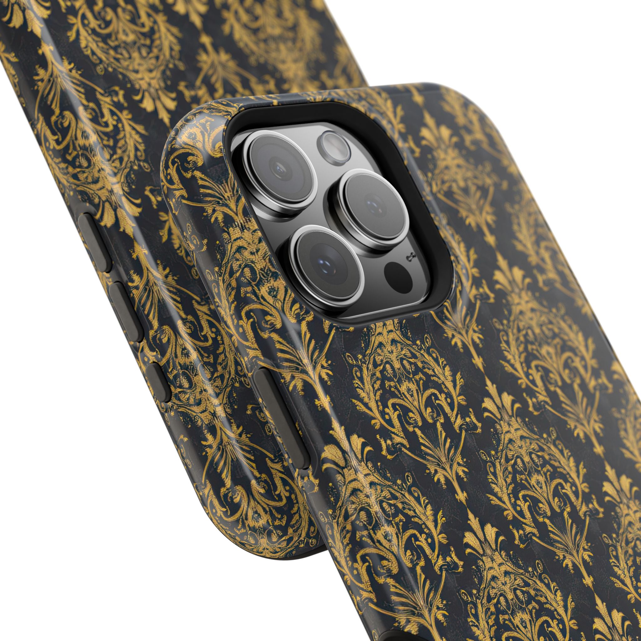 Elegant Gold Floral Magnetic Tough Case - Stylish Protection for Your Phone - Image 3
