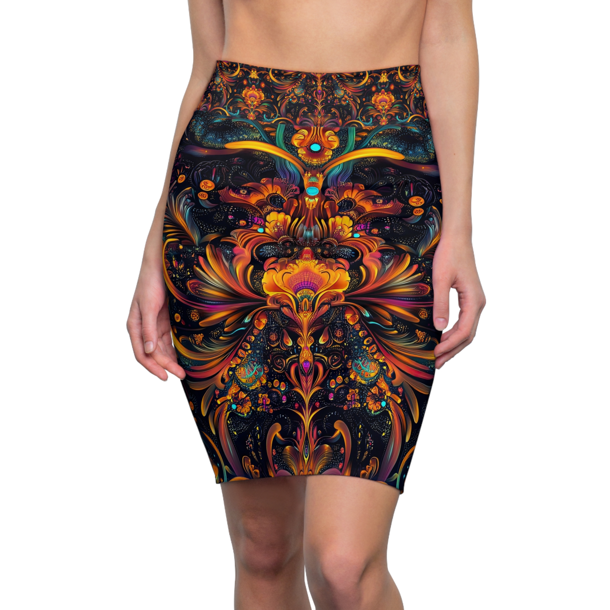 Vibrant Floral Women's Pencil Skirt - Colorful Couture for Every Occasion