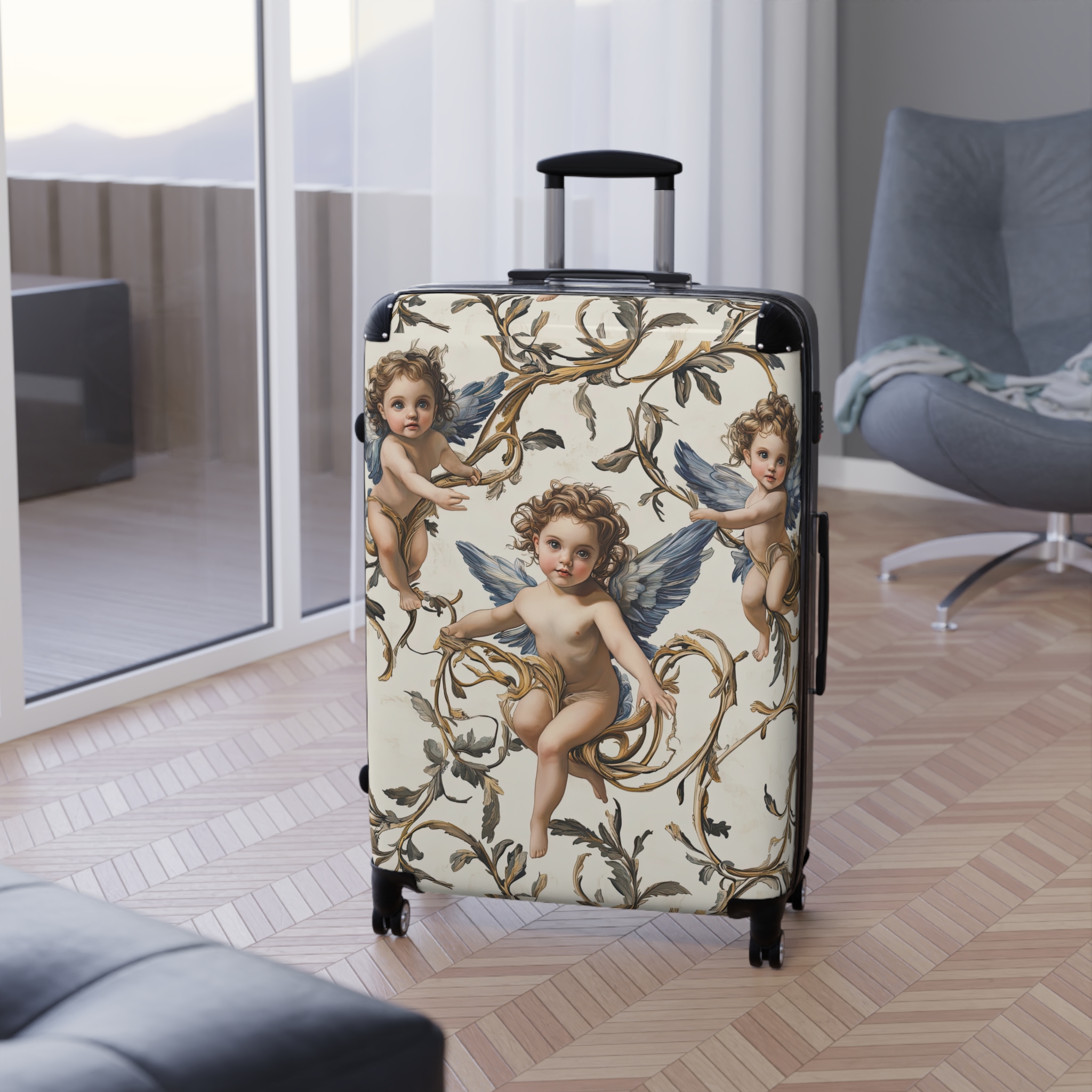 Vintage Cherub Design Suitcase - Stylish Travel Luggage for Adventurers - Image 5
