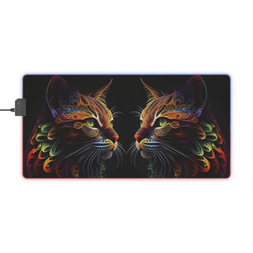 House of Trippers Tough Little Kitty LED Gaming Mouse Pad (Pet me or i'll bite you)