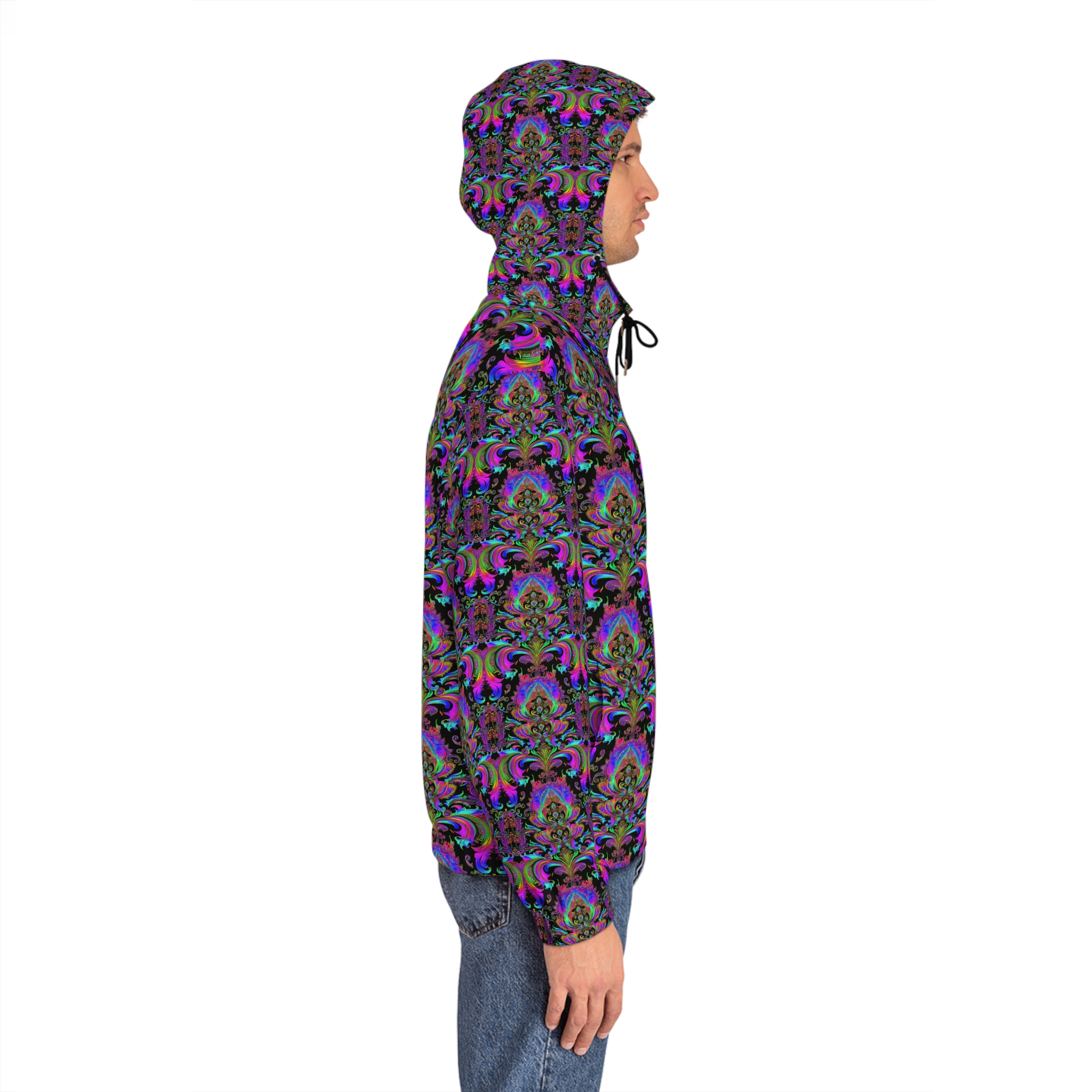 Vibrant Full-Zip Hoodie for Men - Colorful Abstract Pattern - Image 5