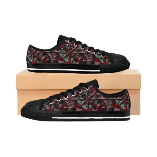 Womens Black and Red Diamond Sneakers