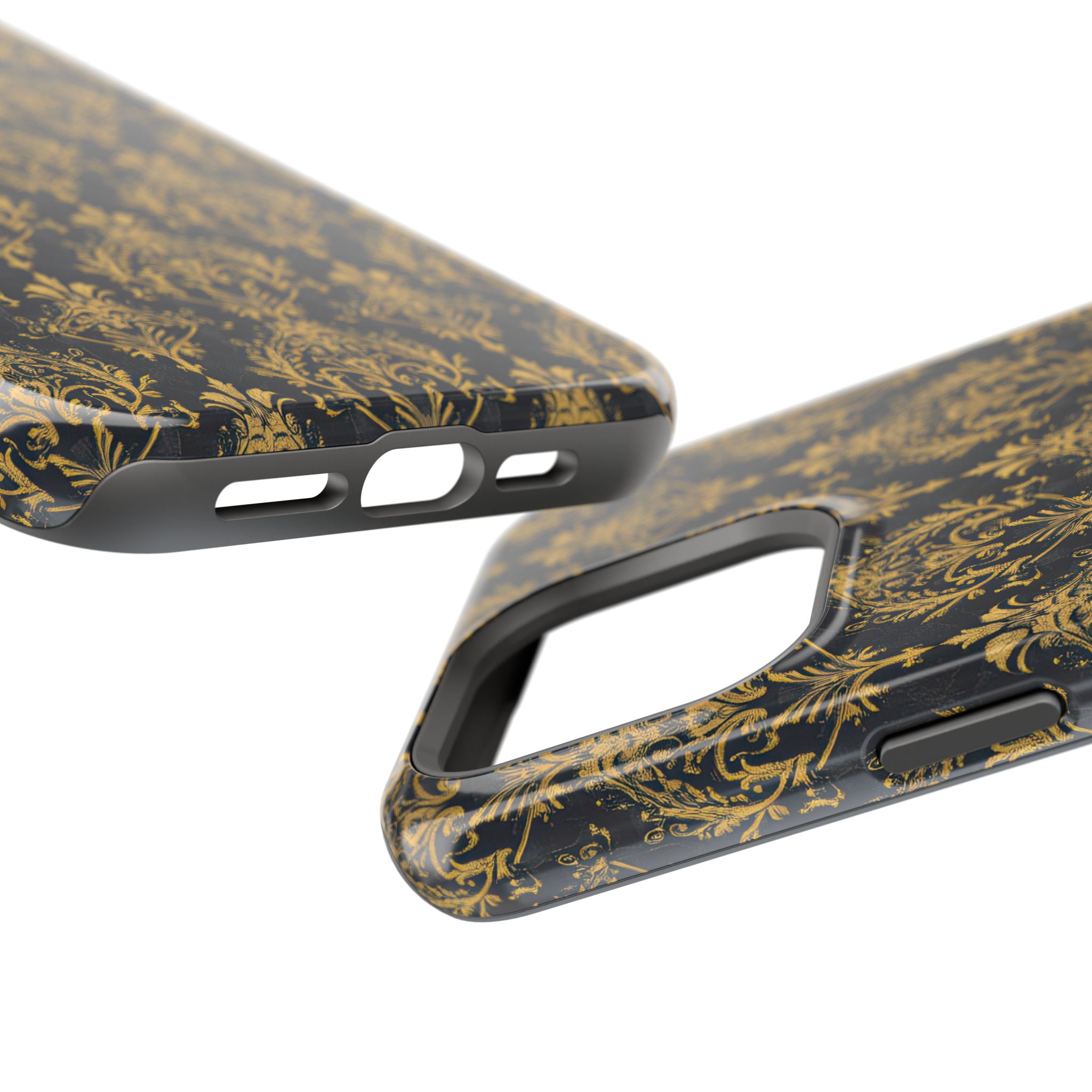 Elegant Gold Floral Magnetic Tough Case - Stylish Protection for Your Phone - Image 95