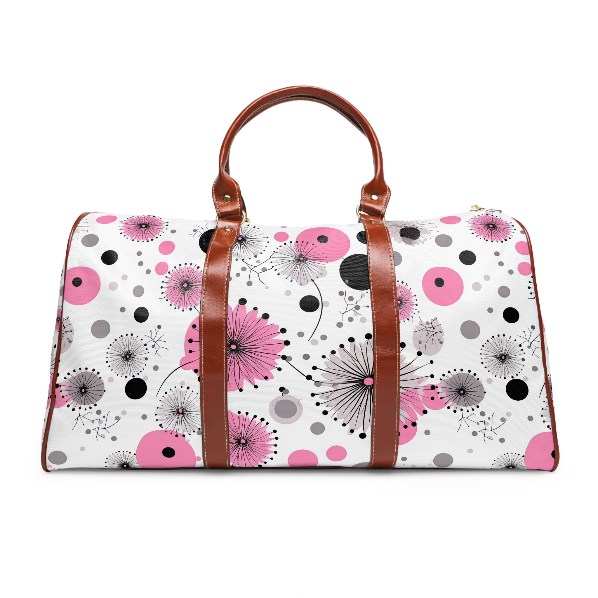 Vintage Pink Polka Dot Waterproof Travel Bag