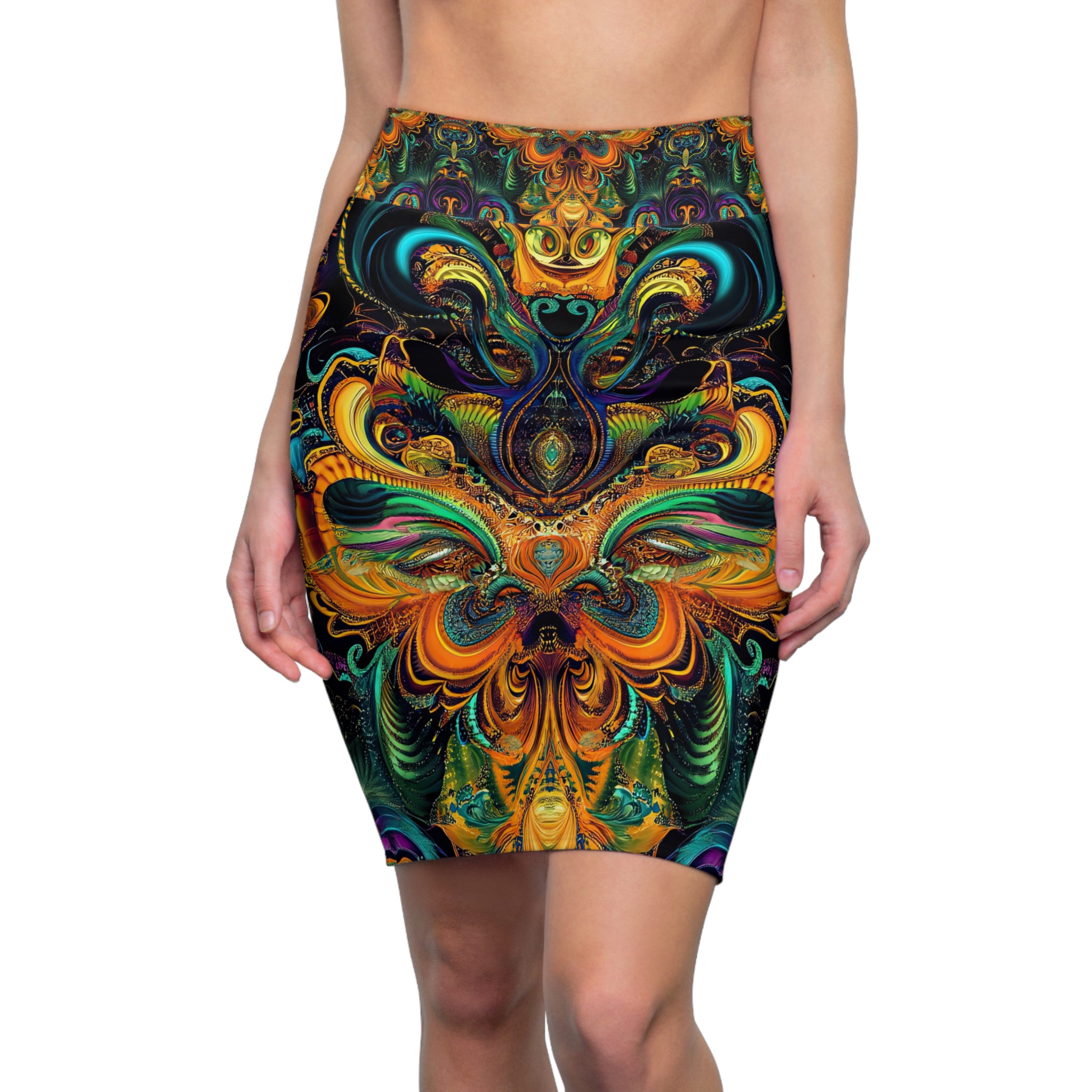 Vibrant Women Pencil Skirt - Colorful Bohemian Print for Casual and Party Wear - Image 6