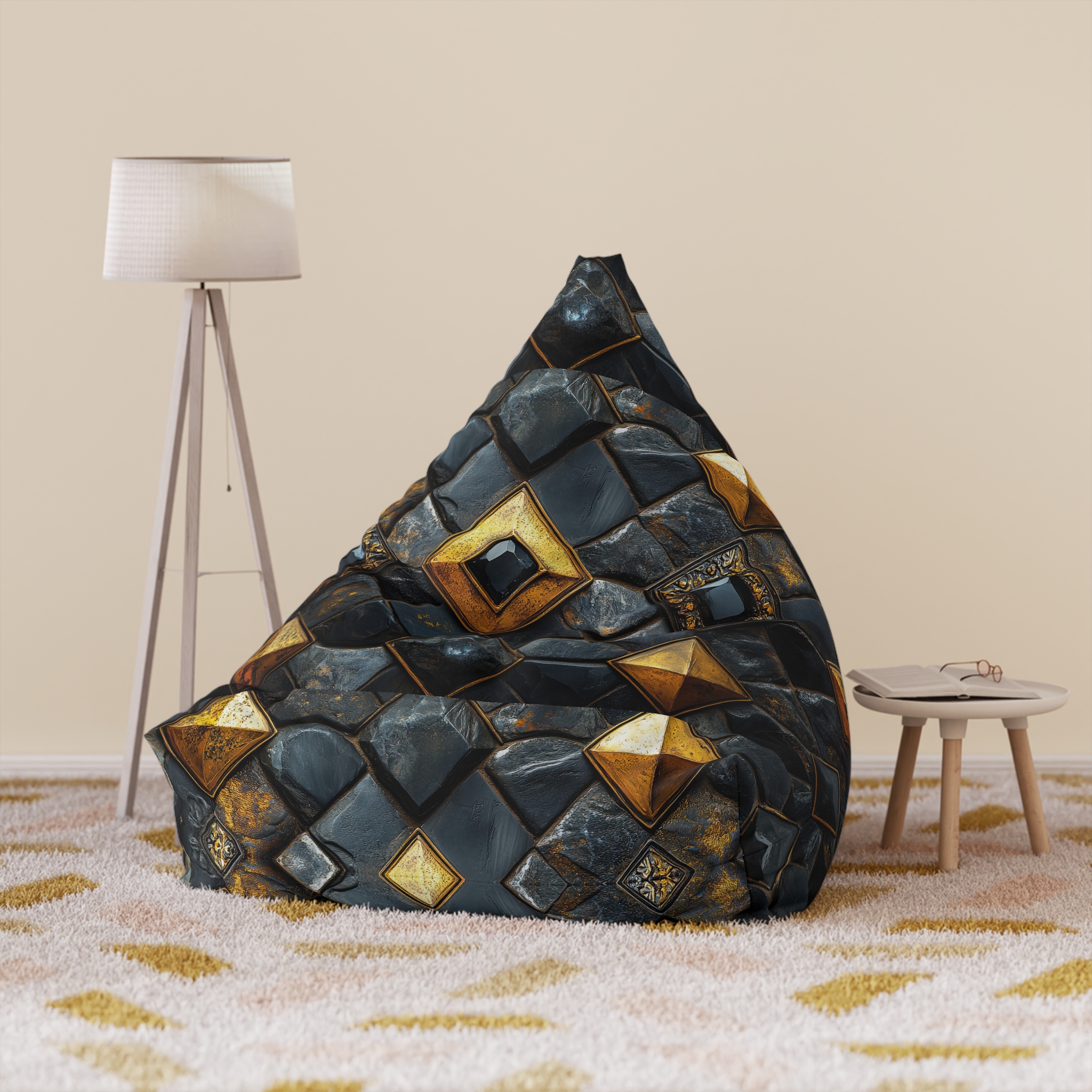 Elegant Mosaic Bean Bag Chair Cover – Cozy Living Room Decor