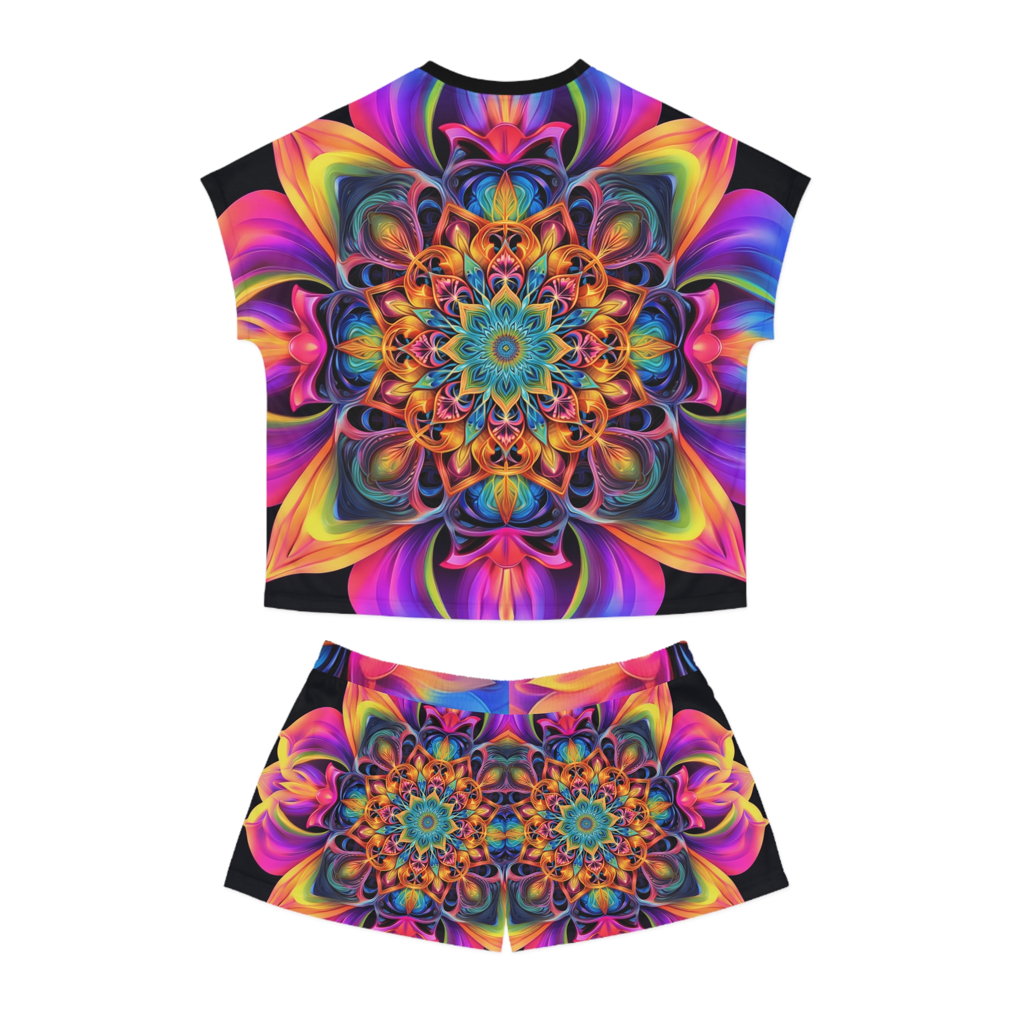 Vibrant Boho Women's Pajama Set - Colorful Floral Design for Relaxation - Image 3