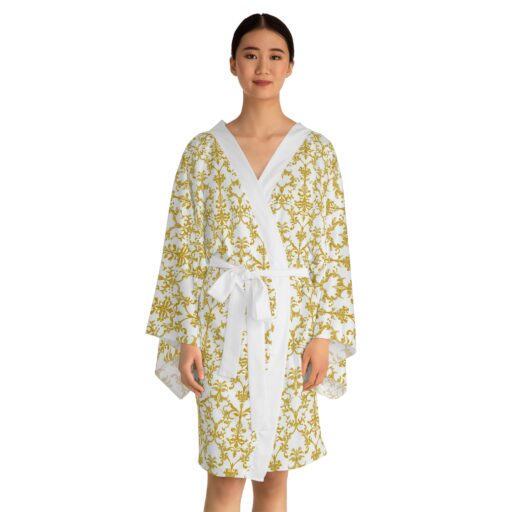 Elegant Floral Long Sleeve Kimono Robe - Cozy Home Wear