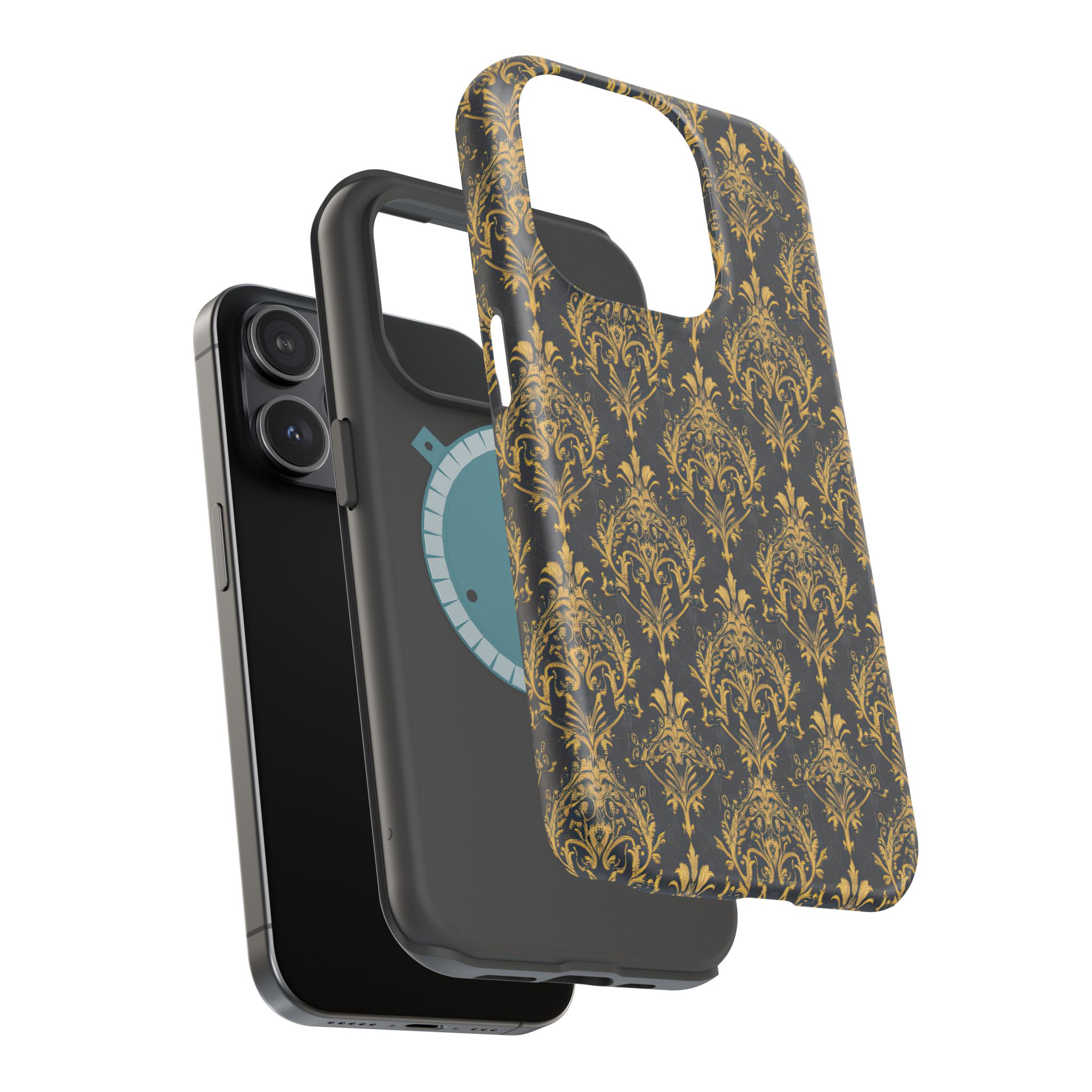 Elegant Gold Floral Magnetic Tough Case - Stylish Protection for Your Phone - Image 84