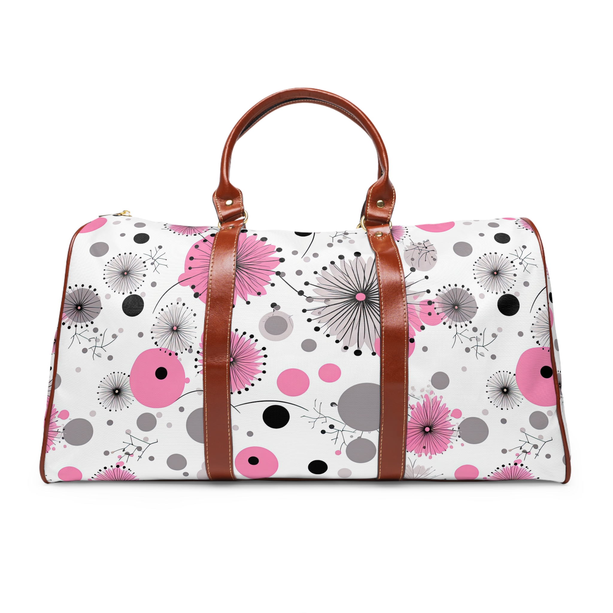 Vintage Pink Polka Dot Waterproof Travel Bag - Image 2