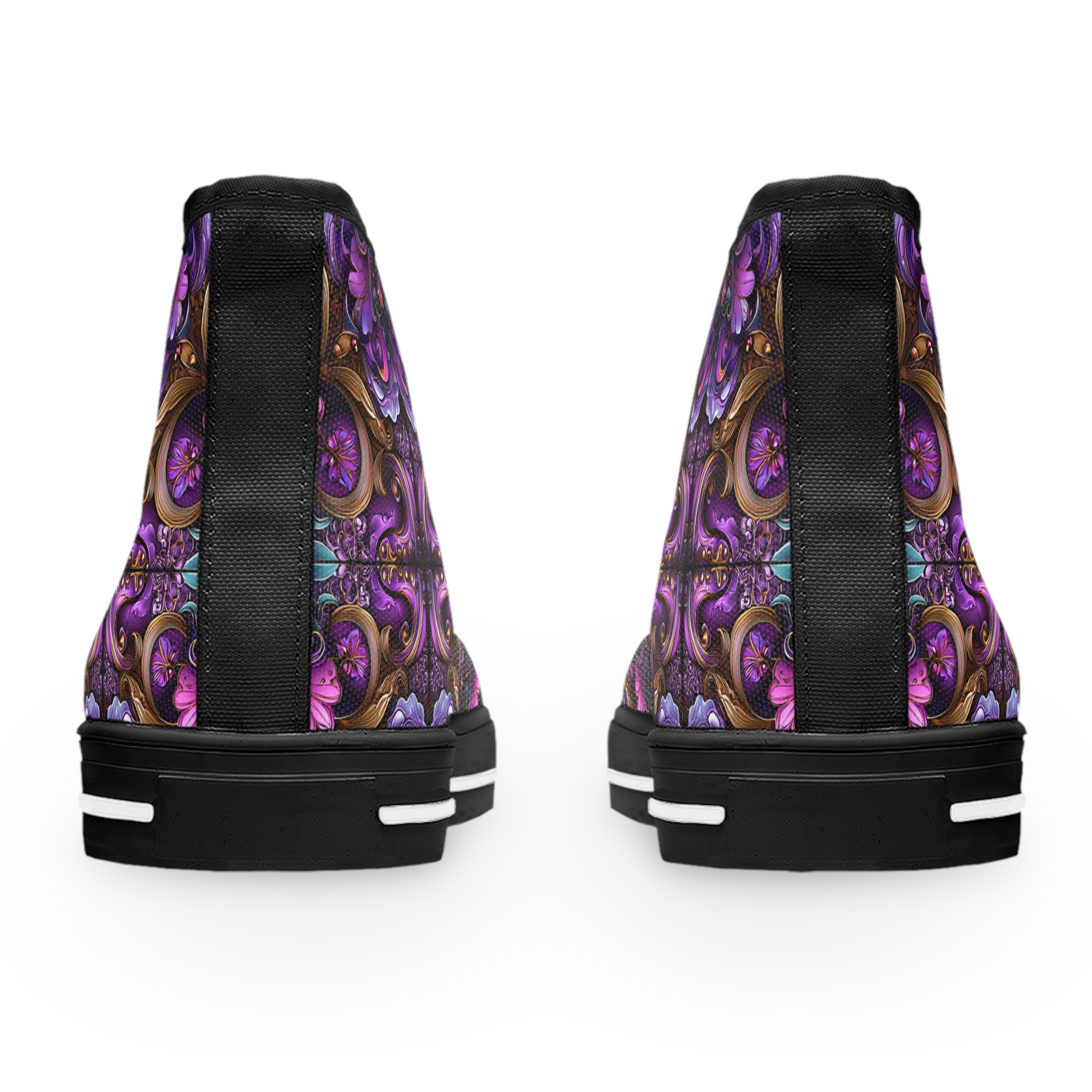 Bohemian High Top Sneakers - Colorful Floral Design for Trendy Women - Image 3