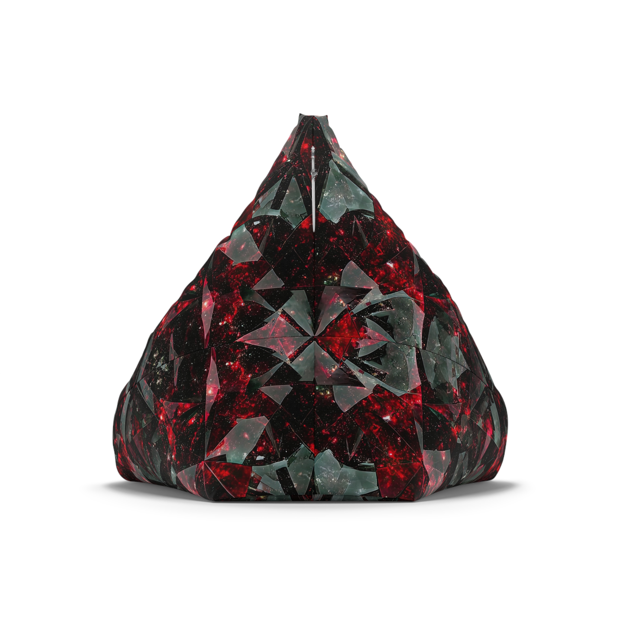 Black and Red Diamond Glass Galaxy-Inspired Bean Bag Chair Cover for Cozy Spaces - Image 2