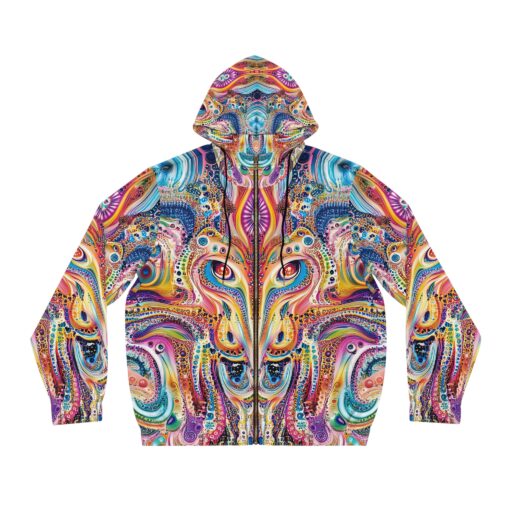 Psychedelic Full-Zip Hoodie for Men | Vibrant Colorful Patterns | Perfect for Festivals and Everyday Wear