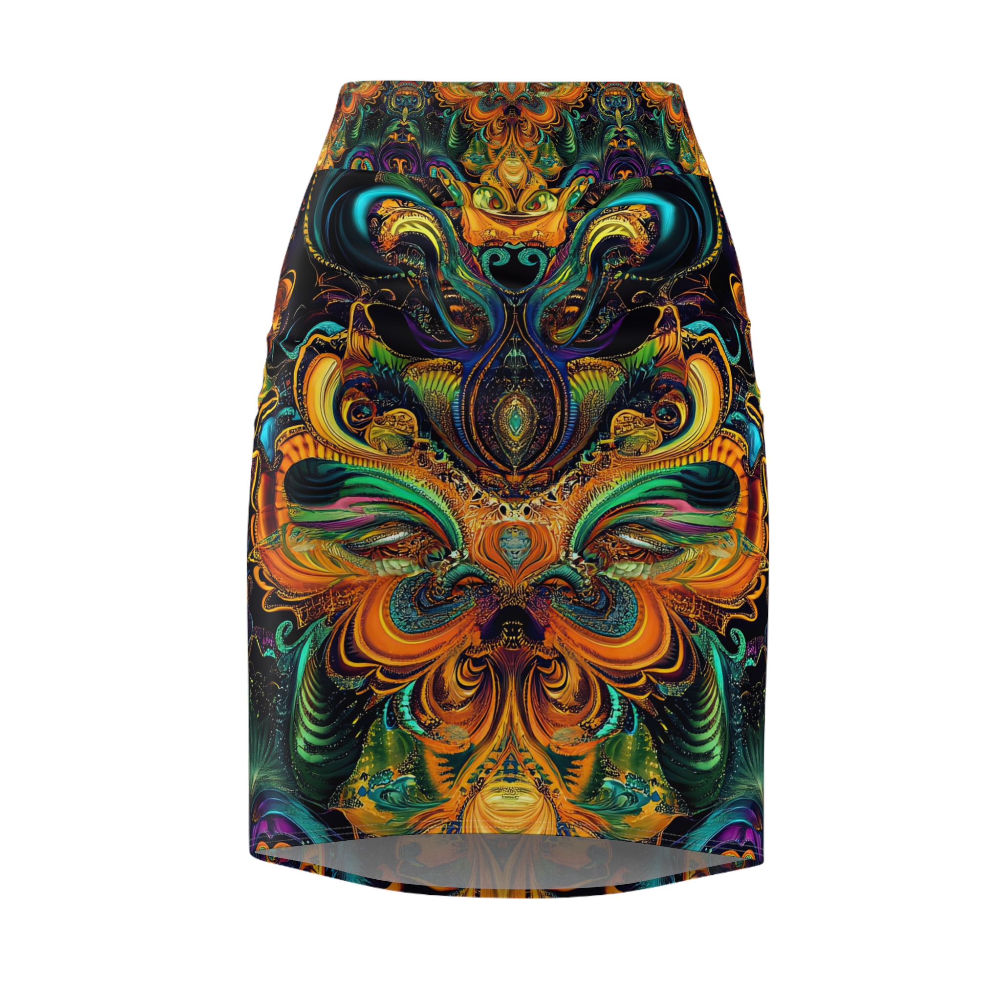 Vibrant Women Pencil Skirt - Colorful Bohemian Print for Casual and Party Wear - Image 2