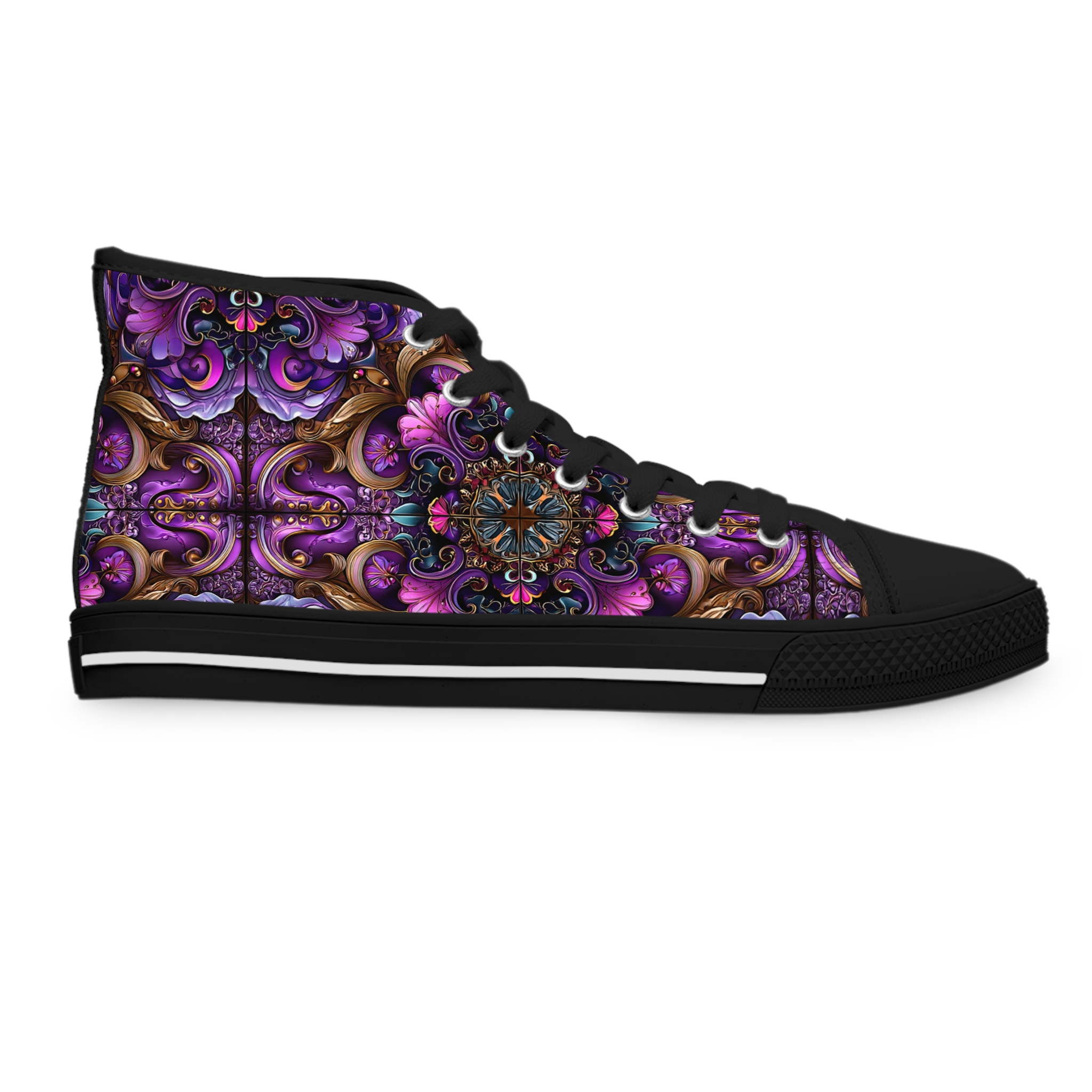 Bohemian High Top Sneakers - Colorful Floral Design for Trendy Women - Image 4