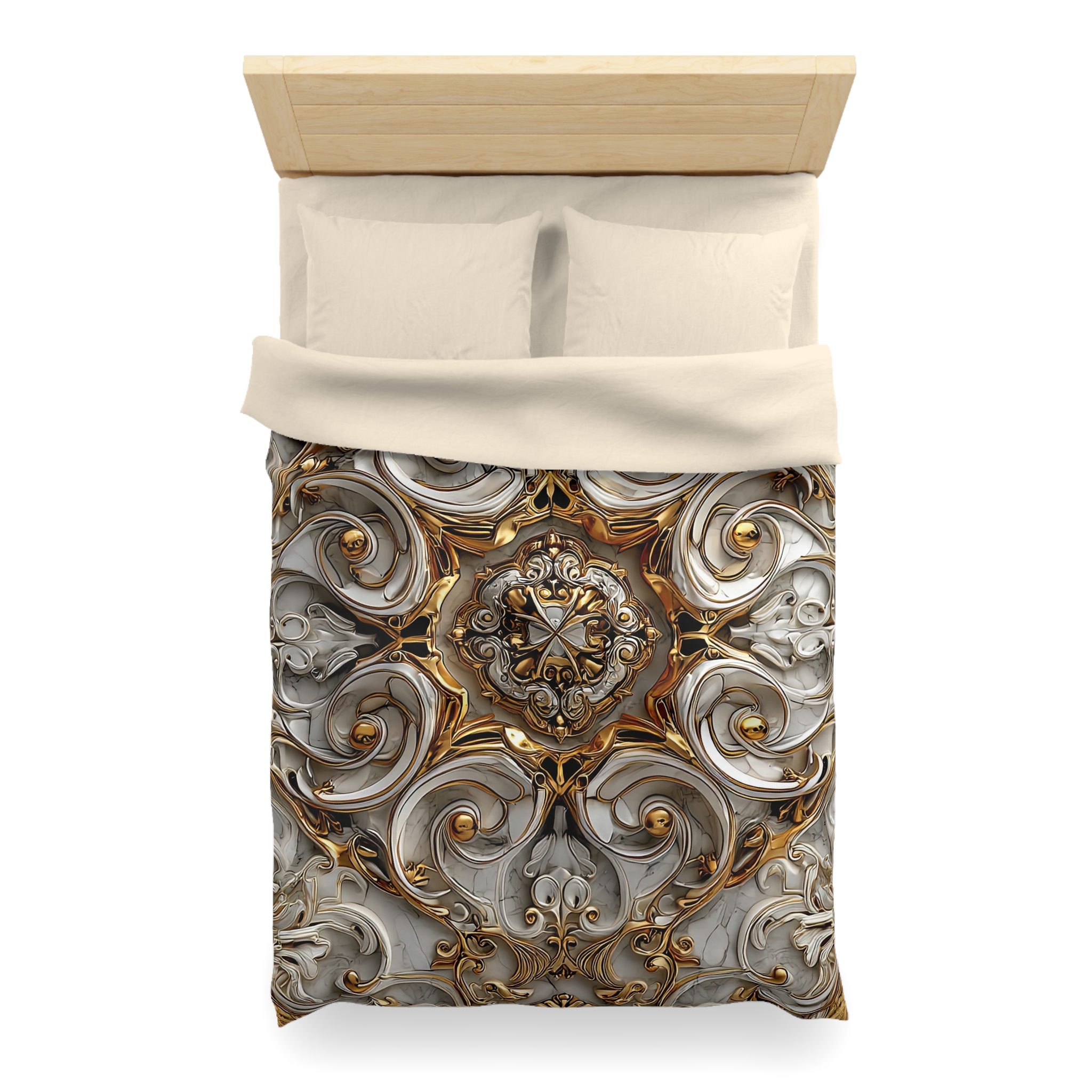 Luxurious Gold Swirl Microfiber Duvet Cover - Elegant Bedding for Home Decor - Image 11