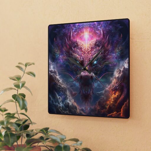 Mystical Dragon Acrylic Wall Clock - Unique Home Decor for Fantasy Lovers